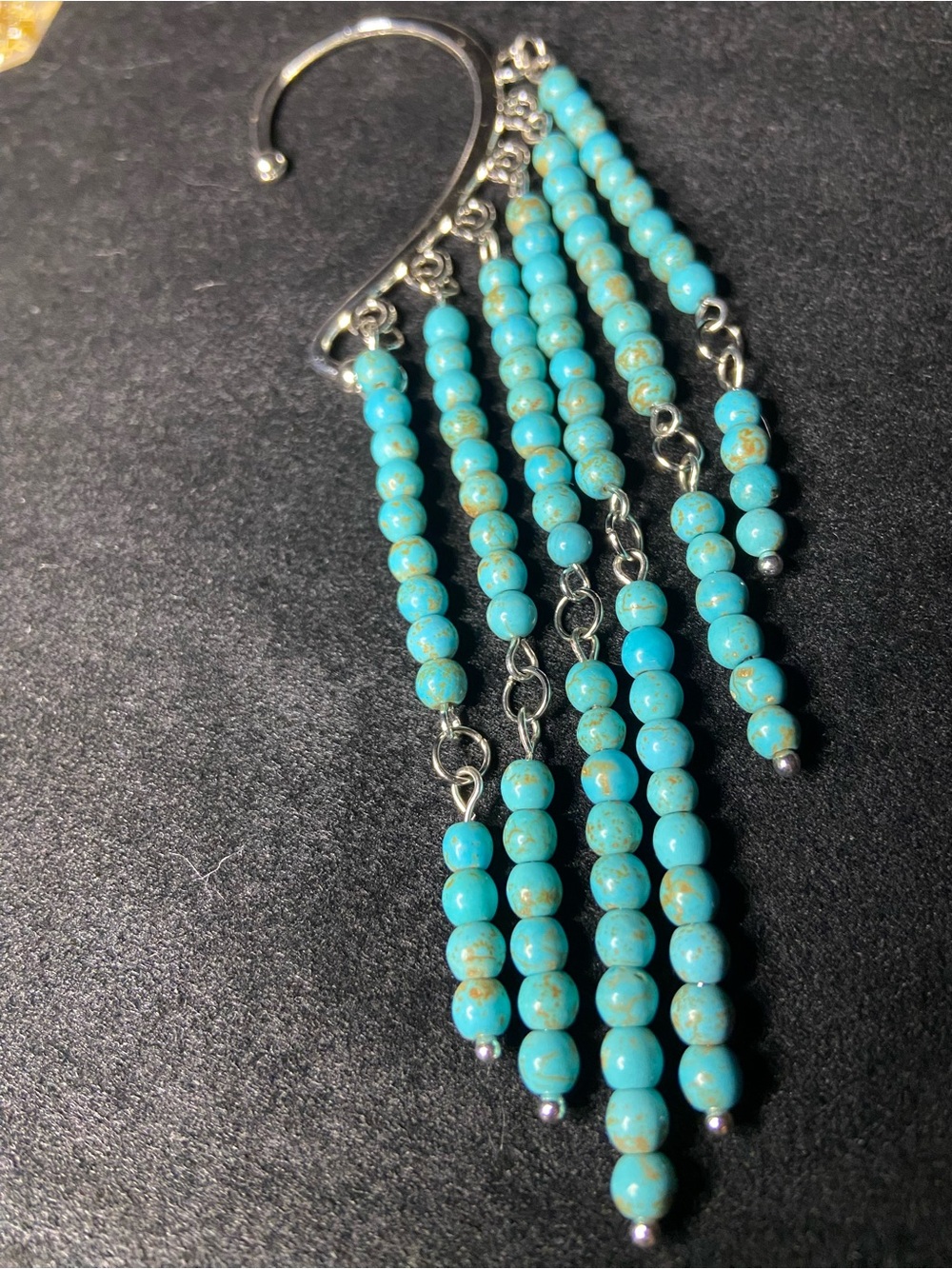 Turquoise Beaded Fringe Earrings - Women Jewelry